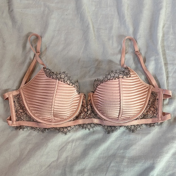 Victoria’s Secret Pink Ribbed Dream Angels Balconet Bra 32D - Picture 2 of 8